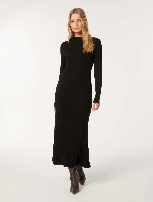 Melody Rib Transfer Midi Dress Trendy Smocked Detail Midi Dress
