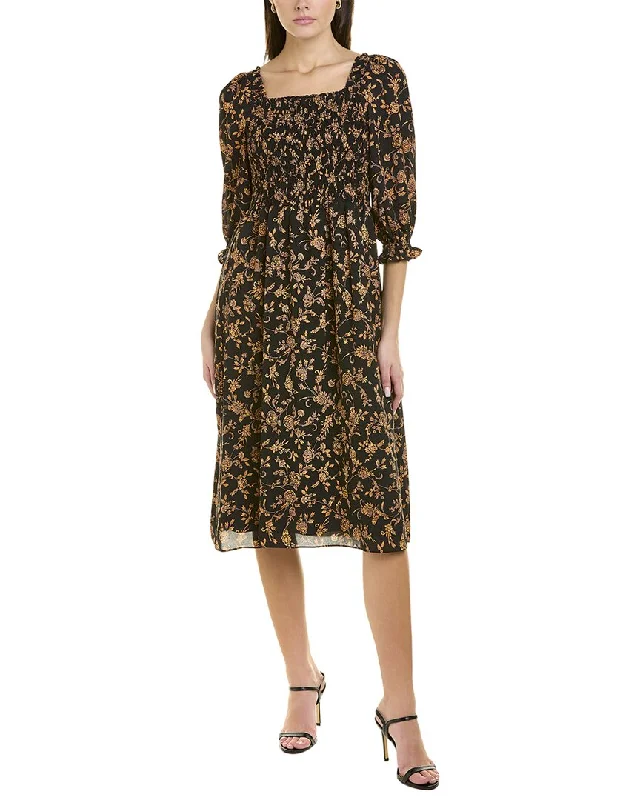 Nanette by Nanette Lepore Smocked Midi Dress Comfortable Ribbed Midi Dress