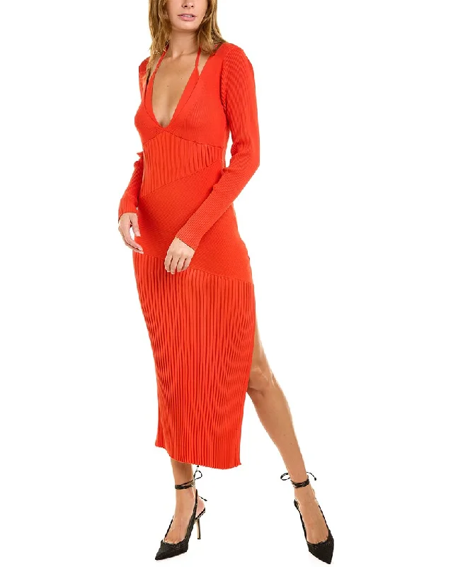 Nicholas Aman Ribbed Midi Dress Comfortable Short Sleeve Midi Dress