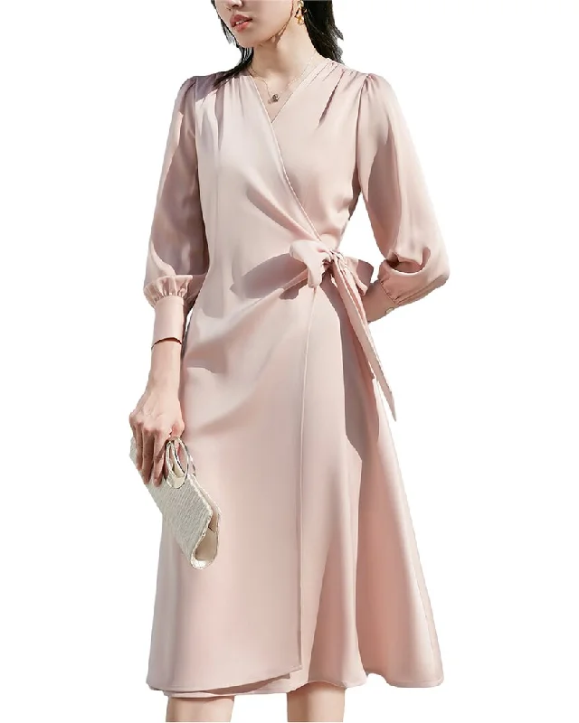 Onebuye 3/4-Sleeve Midi Dress Comfortable Floral Print Midi Dress