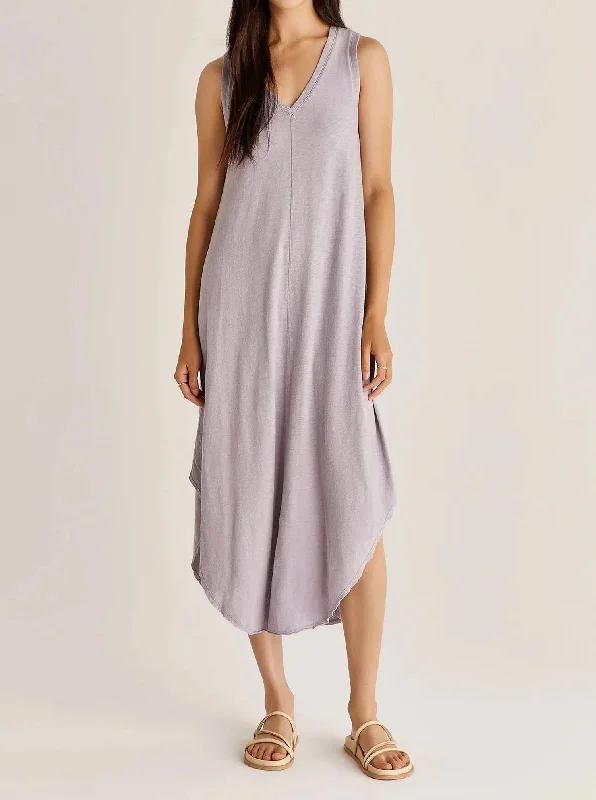 Reverie Midi Dress In Lavender Stylish Cold Shoulder Midi Dress