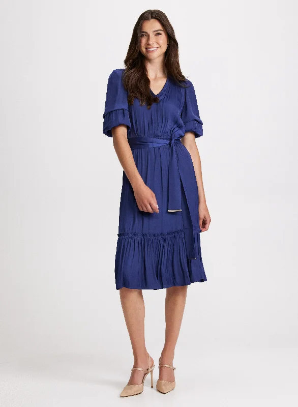 Satin Pleated Midi Dress Stylish Button-Down Midi Dress