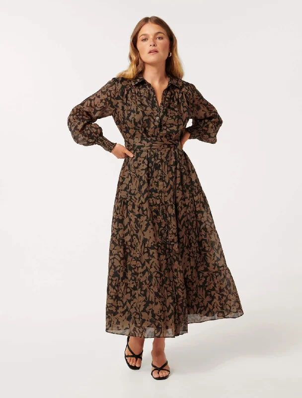 Sylvie Petite Tiered Shirt Midi Dress Chic Lace Detail Midi Dress