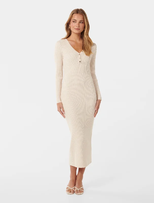 Teagan Ribbed Knit Midi Dress Cozy Spaghetti Strap Midi Dress
