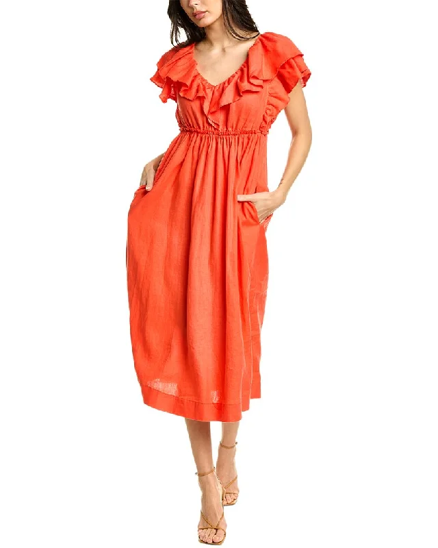 Trina Turk Play Linen Midi Dress Fashionable Skater Midi Dress