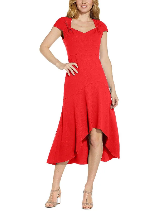 Womens Crepe Sweetheart Neck Midi Dress Comfortable Empire Waist Midi Dress