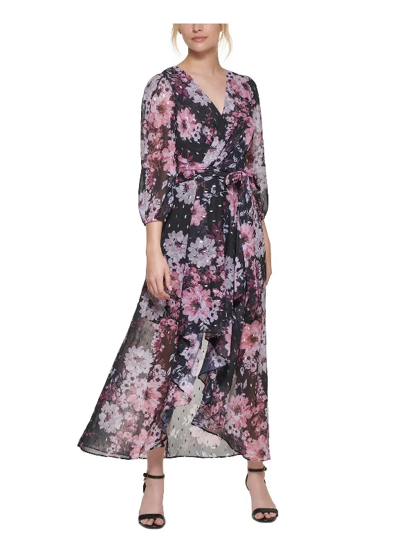 Womens Floral Hi-Low Midi Dress Comfortable Lace-Up Midi Dress