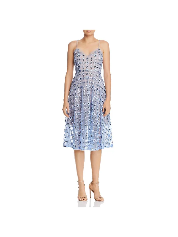 Womens Lace Sequined Midi Dress Trendy Off-Shoulder Button Midi Dress