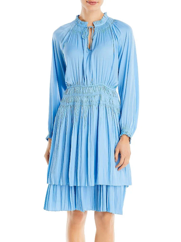 Womens Tiered Calf Midi Dress Elegant Satin Slip Midi Dress