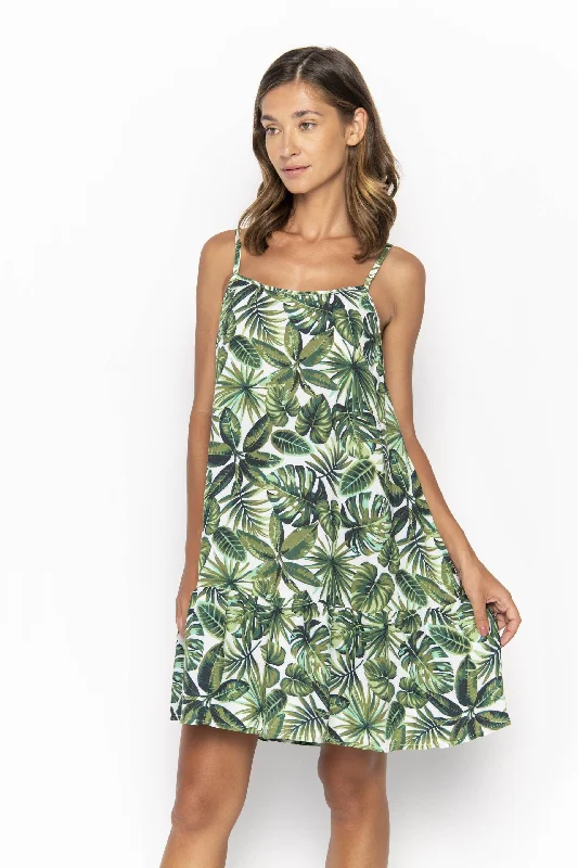 Amber, Tropical Palm White, Mini Dress Stylish Sweetheart Mini Dress