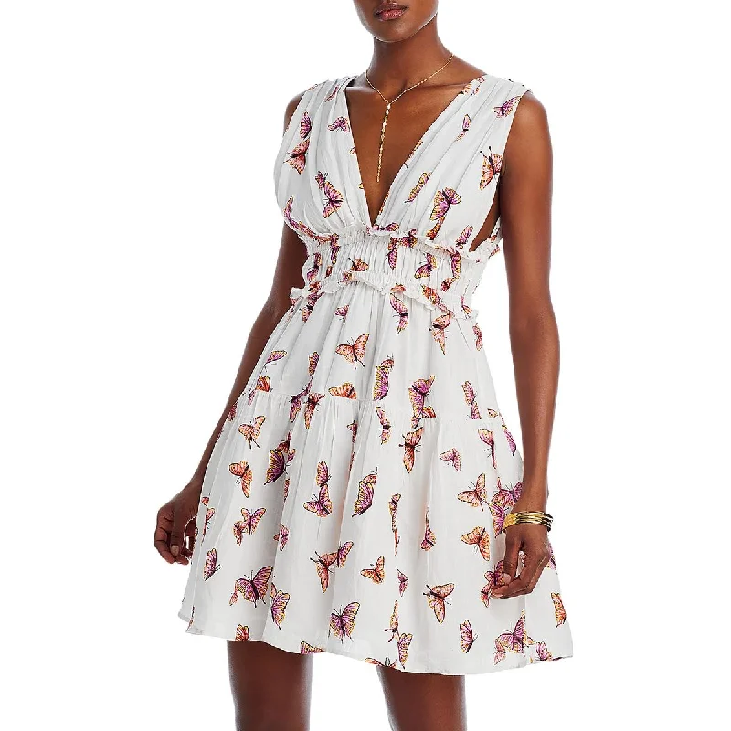 Banjanan Womens Victoria Printed Linen Mini Dress