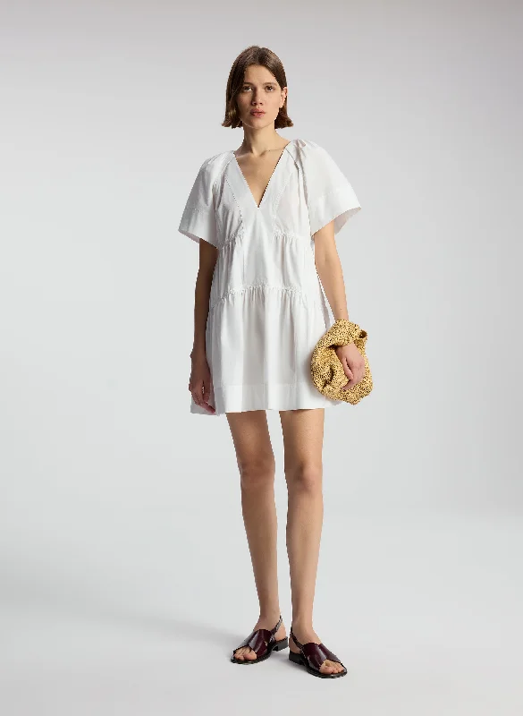 Camila Cotton Mini Dress Elegant Mini Dress with Pleats
