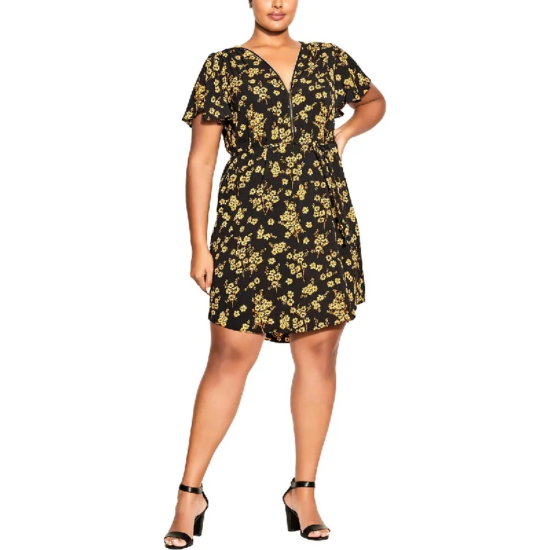 City Chic Womens Plus Daytime Short Mini Dress