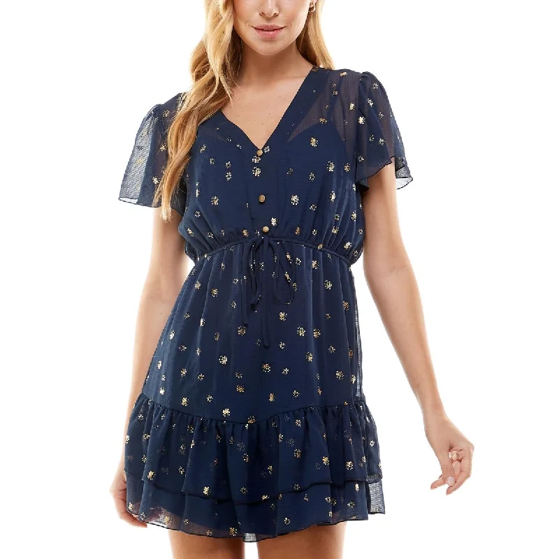 City Studios Womens Juniors Chiffon Mini Dress