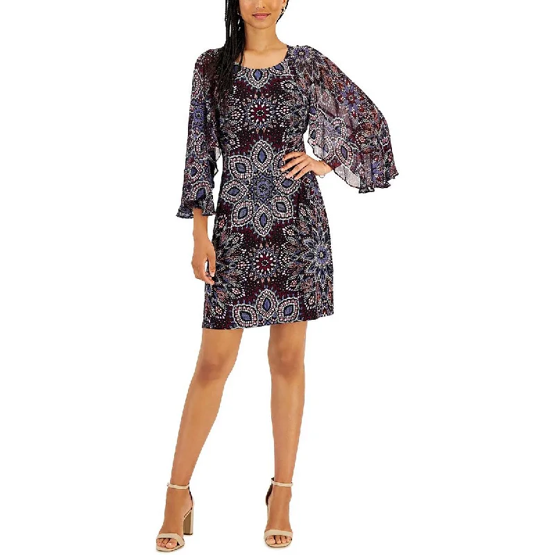 Connected Apparel Womens Printed Short Mini Dress