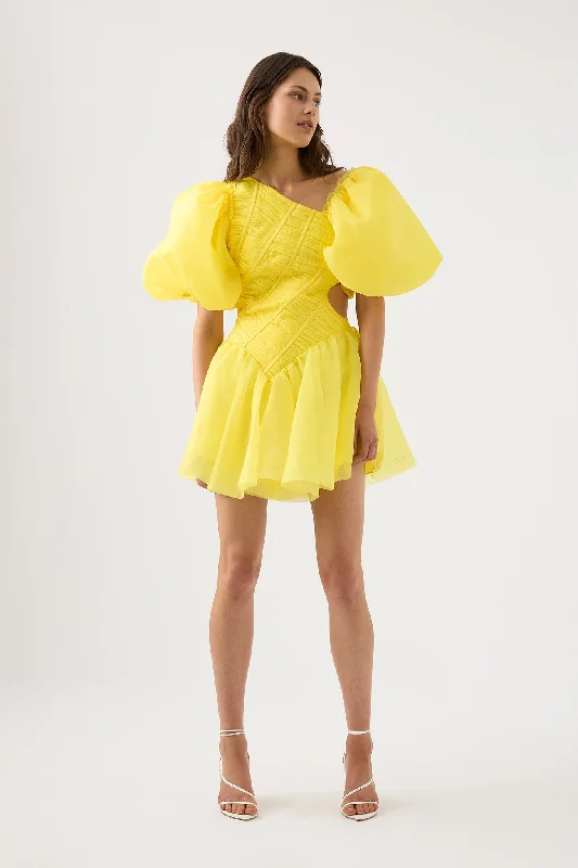 Dawn Ruched Mini Dress Chic Tropical Mini Dress