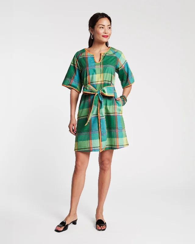 Doris Mini Dress Cotton Poplin Carter Madras Print Elegant Velvet Mini Dress