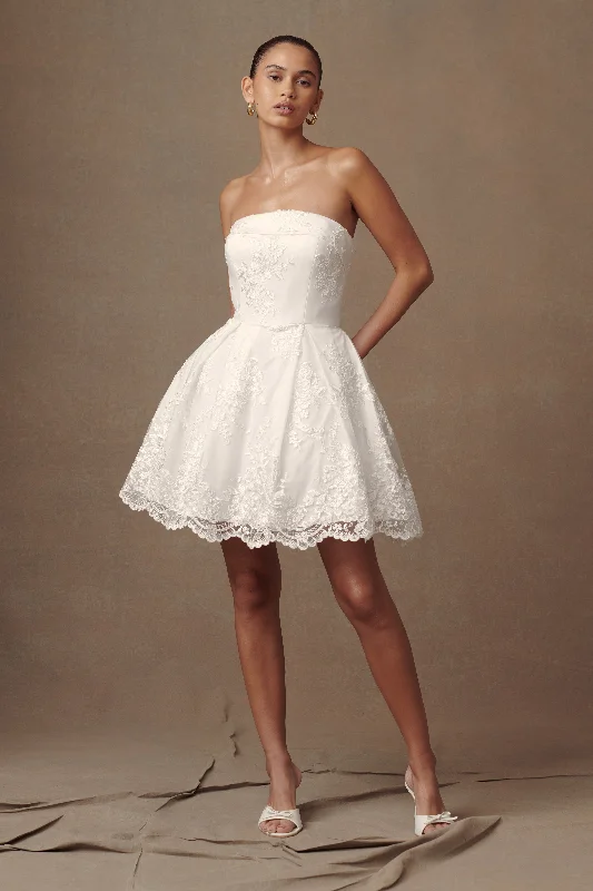 Eileen Lace Mini Dress - White Classic Shift Mini Dress