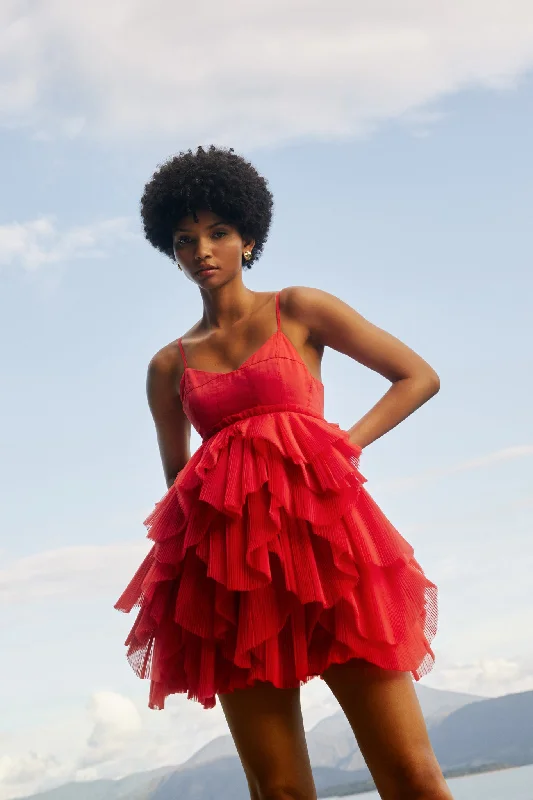 Elsie Pleat Mini Dress Elegant Tulle Mini Dress