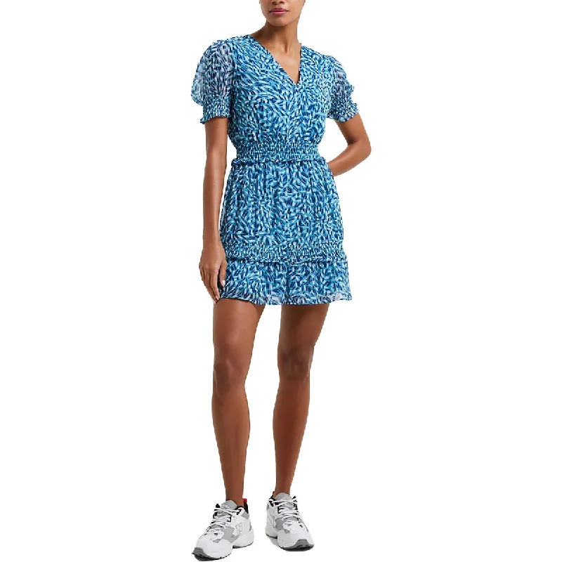 French Connection Womens Billi Recy Hallie Printed Short Mini Dress