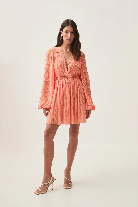 Genevieve Pleated Mini Dress Stylish Ruffle Mini Dress