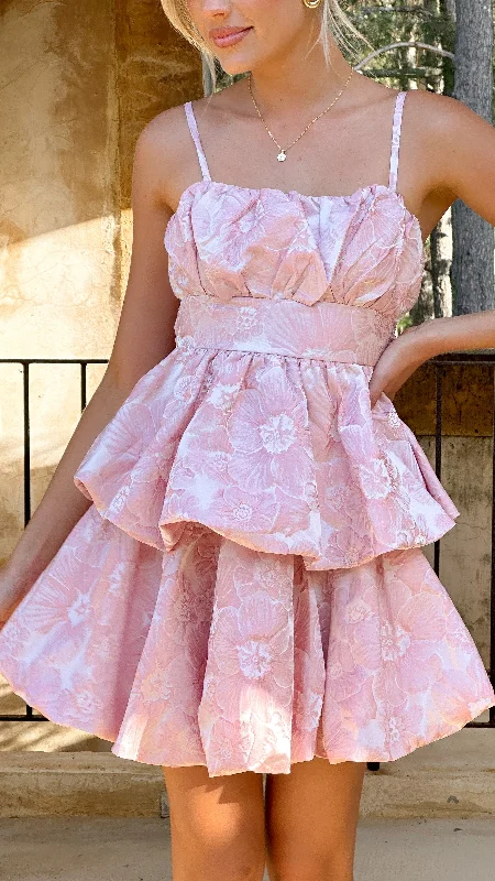 Graciane Mini Dress - Pink Floral Comfortable Shift Mini Dress