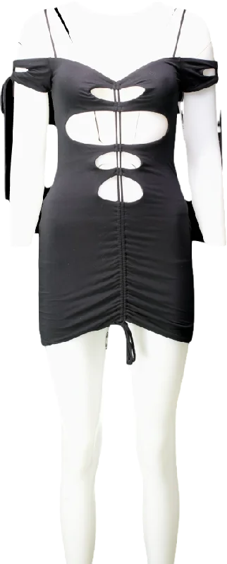 h:ours Black Cut Out Mini Dress UK XS