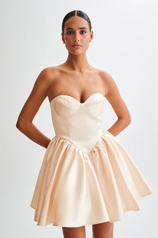Hollie Structured Corset Mini Dress - Gold Elegant Lace-Up Mini Dress