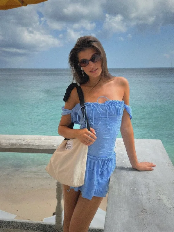 Jolene Mini Dress - Blue Stylish Spaghetti Strap Mini Dress