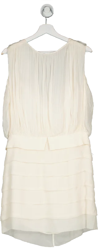 Joseph Cream Silk Plisse Sleeveless Mini Dress UK M