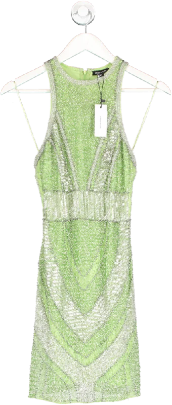 Karen Millen Green Premium Beading And Embellished Mini Dress BNWT UK 6