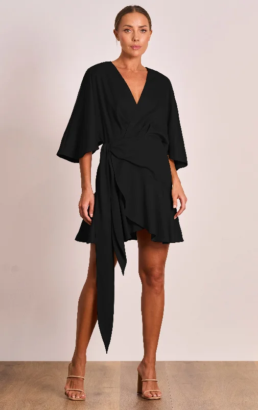 Lucia Wrap Mini Dress Cozy Ruched Mini Dress