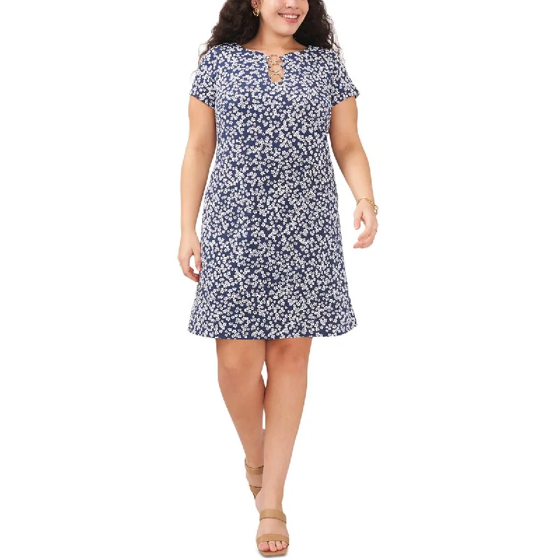 MSK Womens Plus Floral Print  Mini Dress