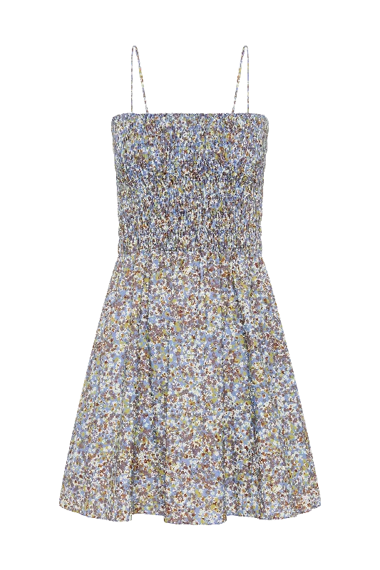 JOSA MINI DRESS - MEANDER BLUE Fashionable Lace-Trim Mini Dress
