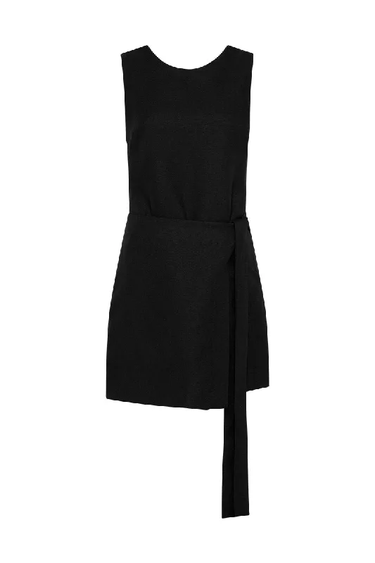 NAPOLI MINI DRESS - BLACK Cozy Satin Mini Dress