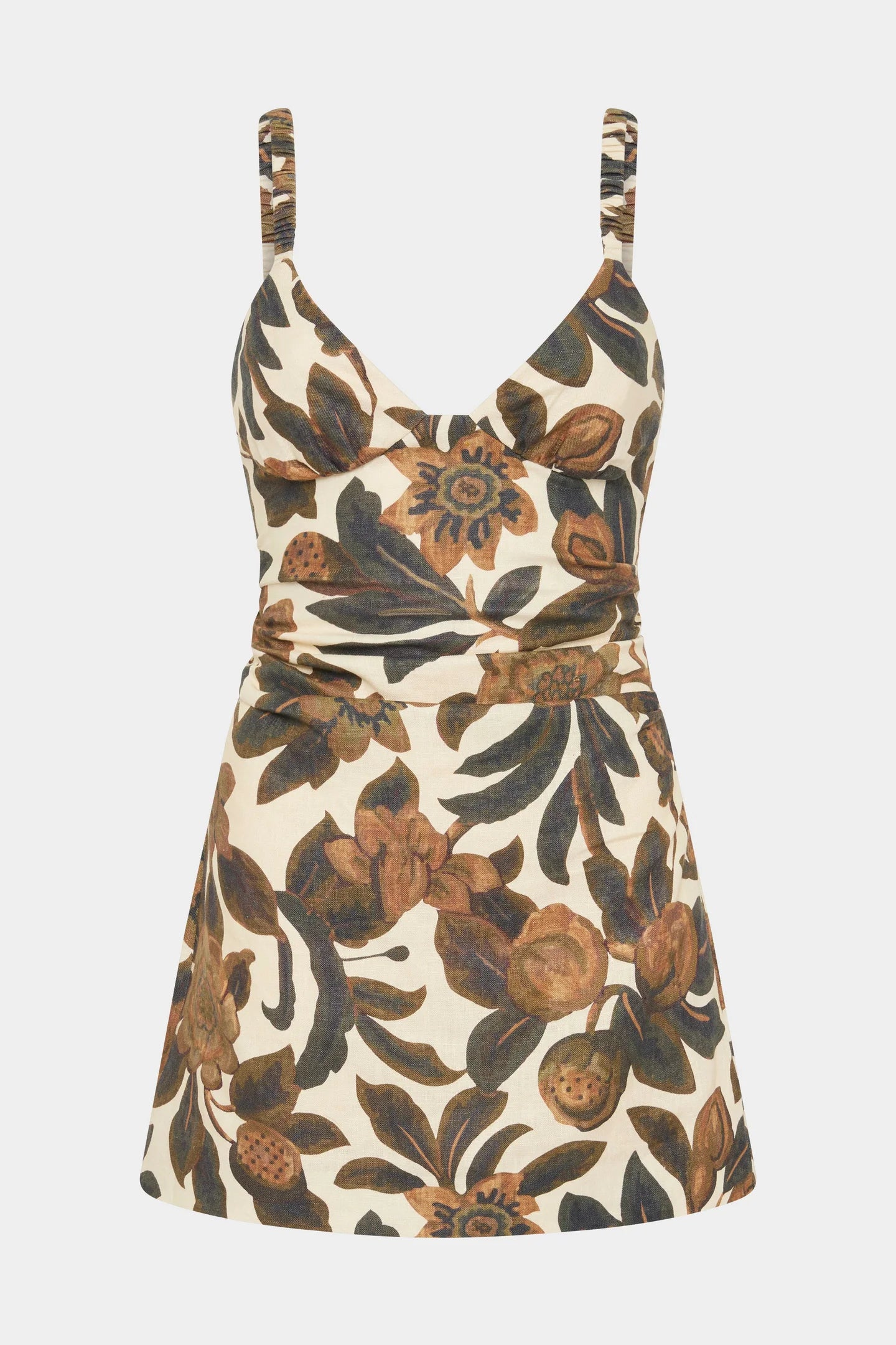 PRIMROSE RUCHED MINI DRESS - IVORY TAPESTRY Elegant Satin Mini Dress