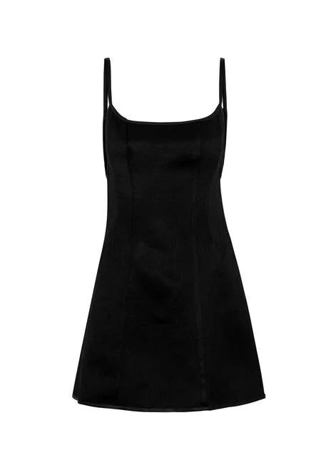 08 SAMMY MINI DRESS - BLACK Comfortable Zip-Up Mini Dress