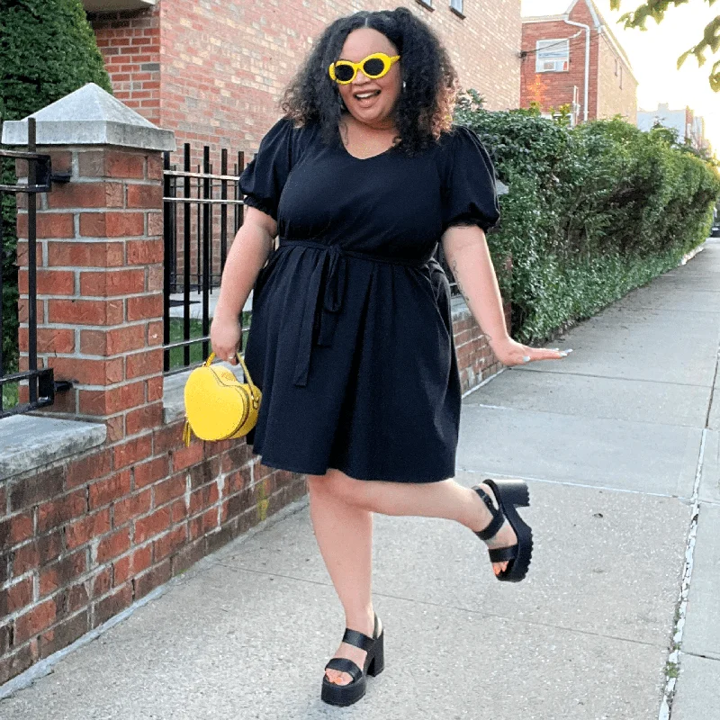 Princess Mini Dress - Black Casual Mini Dress with Pockets