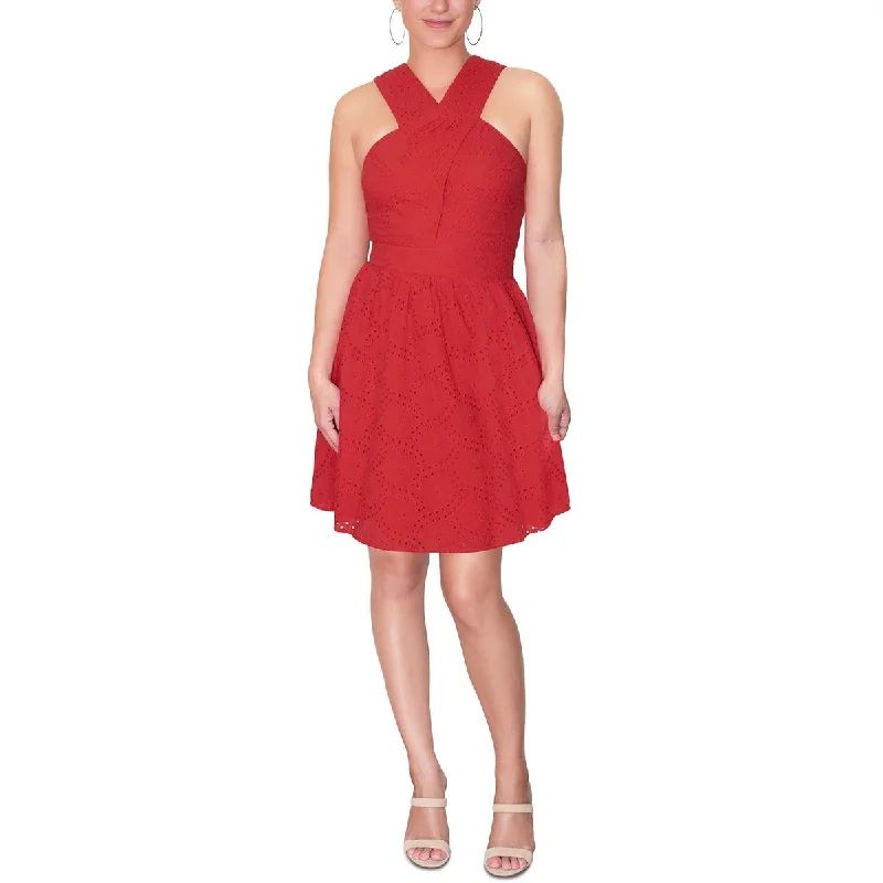 Rachel Rachel Roy Womens Raven Eyelet Halter Mini Dress