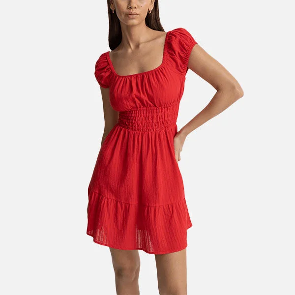 Rhythm Raya Cap Sleeve Mini Dress - Red Sand