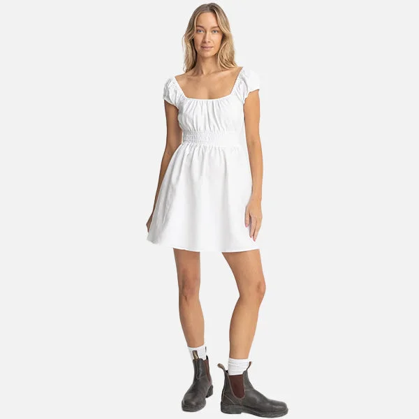 Rhythm Washed Out Cap Sleeve Mini Dress - White