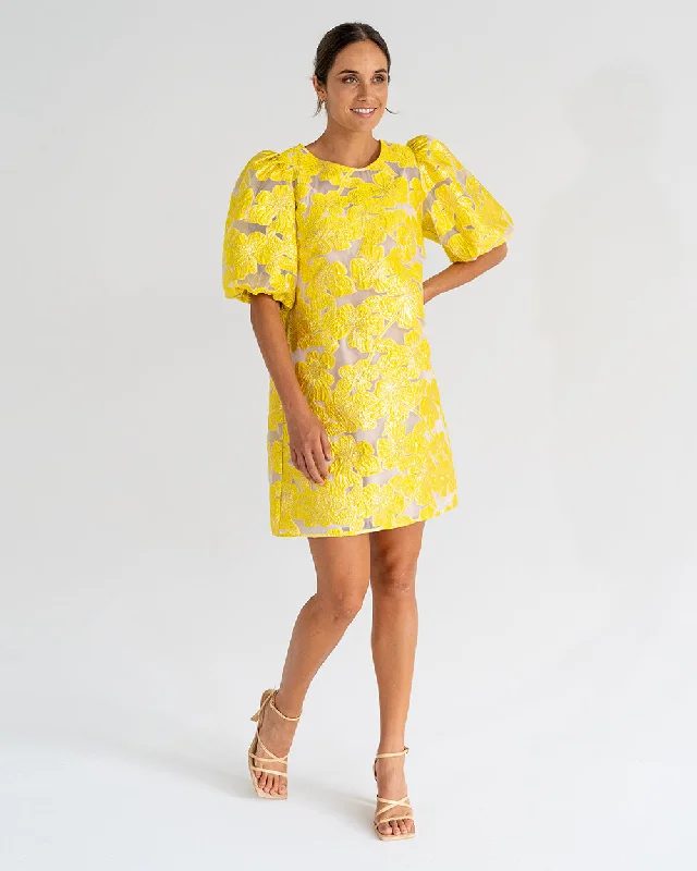 Rochelle Mini Dress - Sunglow Yellow Classic Casual Mini Dress