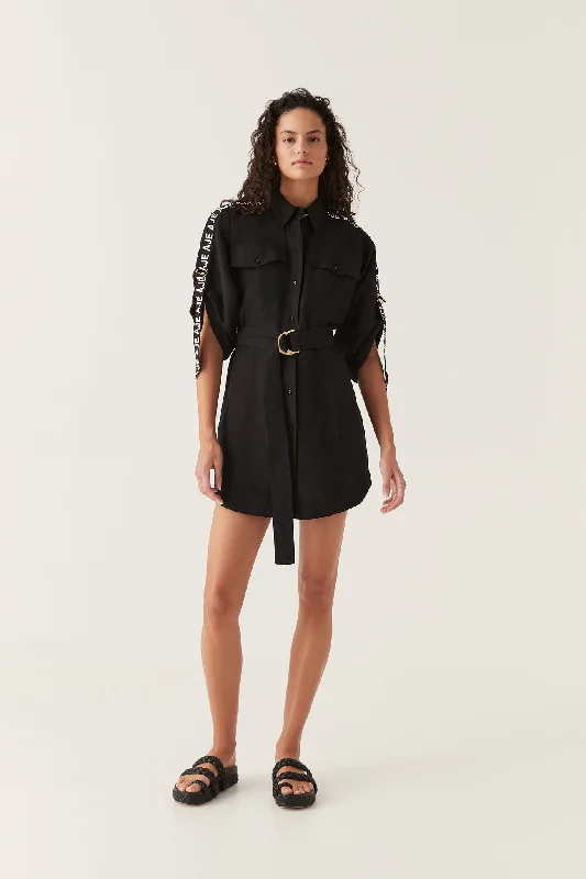 Signal Logo Shirt Mini Dress Comfortable Off-Shoulder Mini Dress