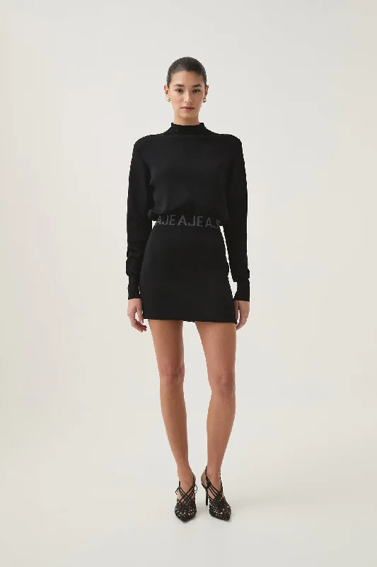 Soloist Knit Mini Dress Comfortable Zip-Up Mini Dress