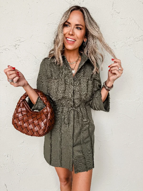 How It Went Fringe Twill Mini Dress Elegant Vintage Mini Dress
