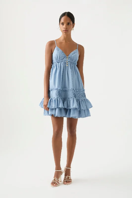Talia Flounce Mini Dress Comfortable Shift Mini Dress
