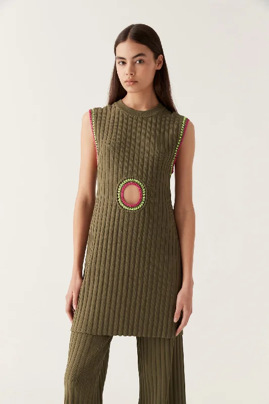 Tazia Crochet Edge Mini Dress Comfortable Linen Mini Dress