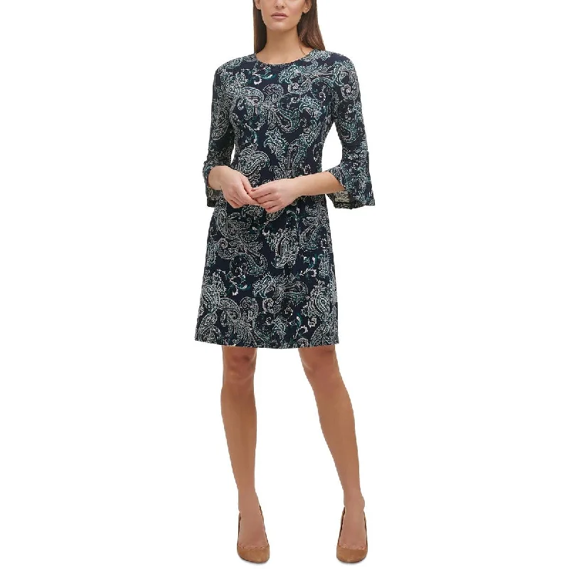 Tommy Hilfiger Womens Printed Bell Sleeve Mini Dress