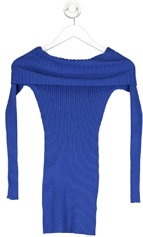 Urban Outfitters Blue Off The Shoulder Knit Mini Dress UK S