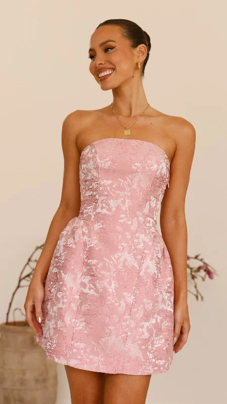 Vandana Mini Dress - Pink Casual High-Waist Mini Dress